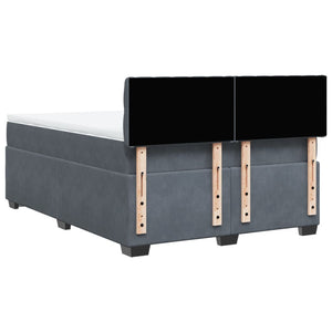 Κρεβάτι Boxspring με Στρώμα Σκούρο Γκρι 140x190 εκ. Βελούδινο