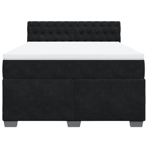Κρεβάτι Boxspring με Στρώμα Μαύρο 140x190 εκ. Βελούδινο