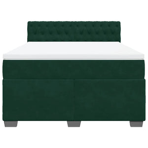Κρεβάτι Boxspring με Στρώμα Σκούρο Πράσινο 140x190εκ. Βελούδινο