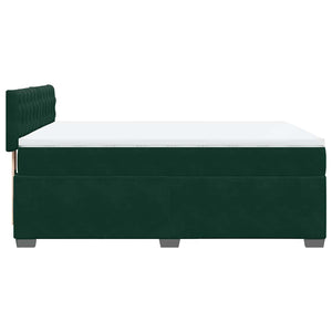 Κρεβάτι Boxspring με Στρώμα Σκούρο Πράσινο 140x190εκ. Βελούδινο