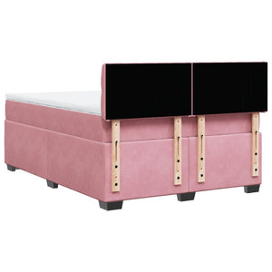Κρεβάτι Boxspring με Στρώμα Ροζ 140x190 εκ. Βελούδινο - Pakobazaar