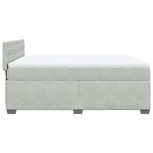 Κρεβάτι Boxspring με Στρώμα Ανοιχτό Γκρι 140x190 εκ. Βελούδινο - Pakobazaar