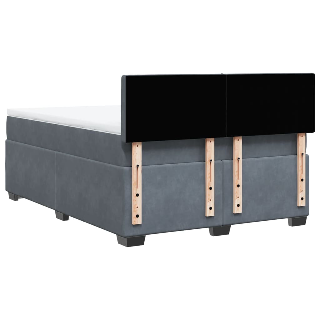 Κρεβάτι Boxspring με Στρώμα Σκούρο Γκρι 140x190 εκ. Βελούδινο