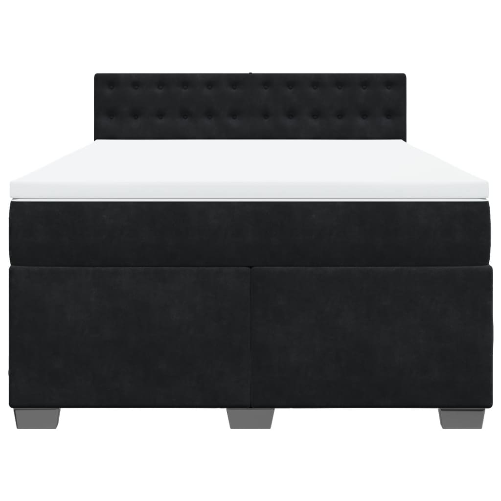 Κρεβάτι Boxspring με Στρώμα Μαύρο 140x190 εκ. Βελούδινο - Pakobazaar