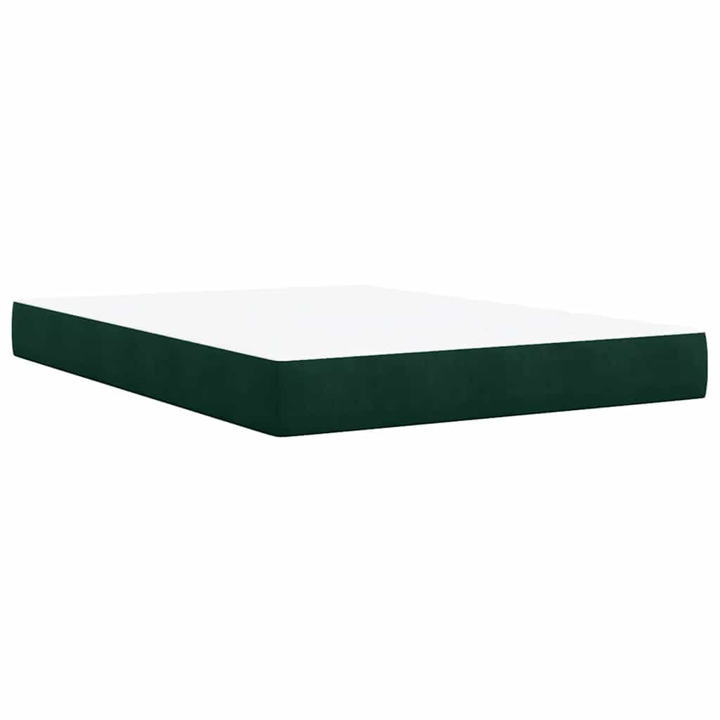 Κρεβάτι Boxspring με Στρώμα Σκούρο Πράσινο 140x190εκ. Βελούδινο