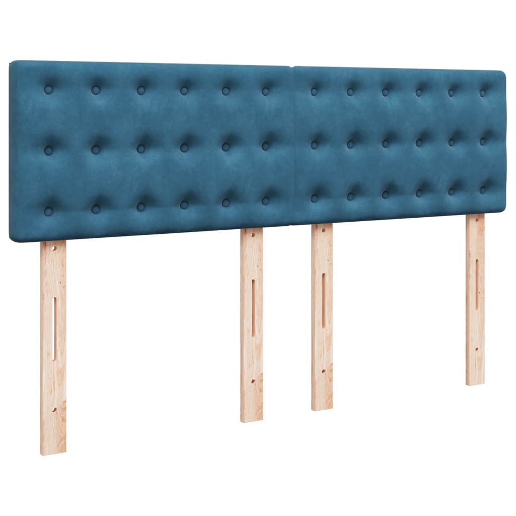 Κρεβάτι Boxspring με Στρώμα Σκούρο Μπλε 140x190 εκ. Βελούδινο
