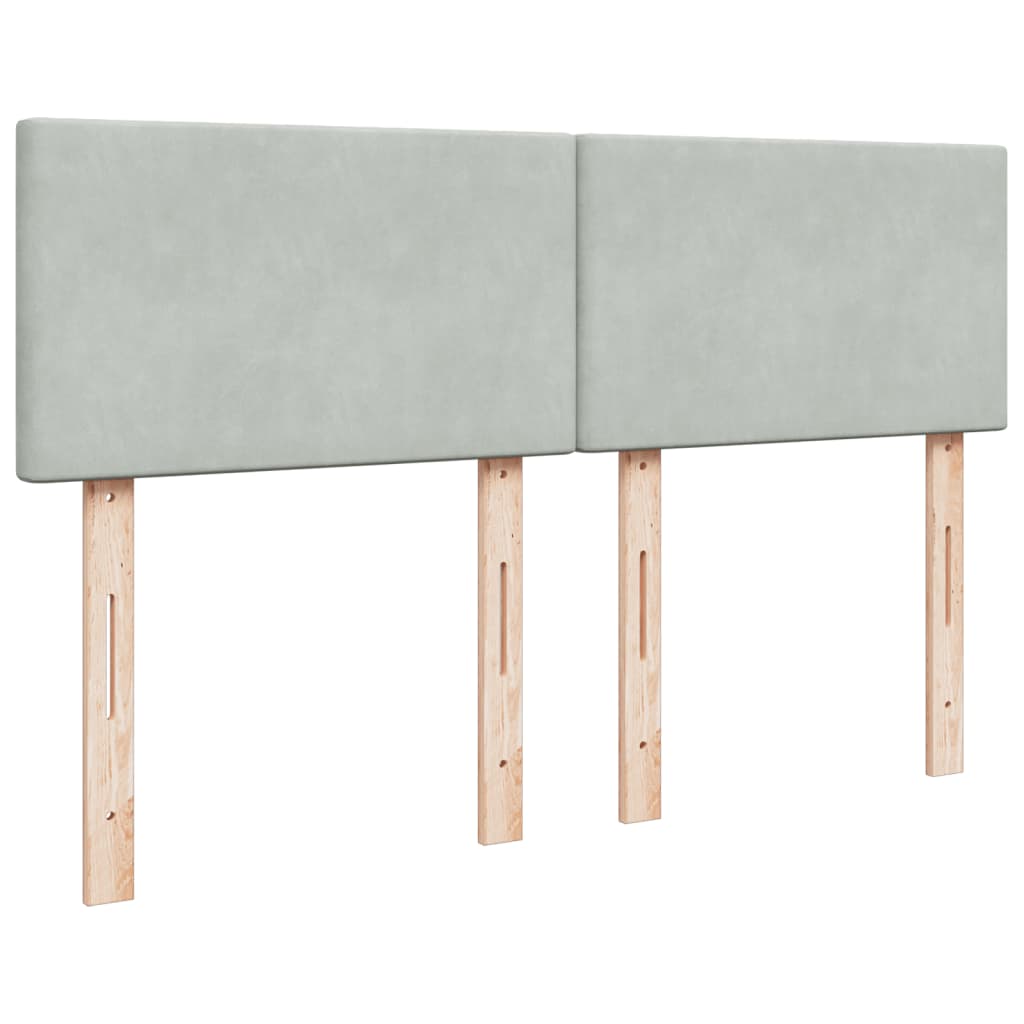 Κρεβάτι Boxspring με Στρώμα Ανοιχτό Γκρι 140x200 εκ. Βελούδινο