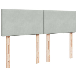 Κρεβάτι Boxspring με Στρώμα Ανοιχτό Γκρι 140x200 εκ. Βελούδινο
