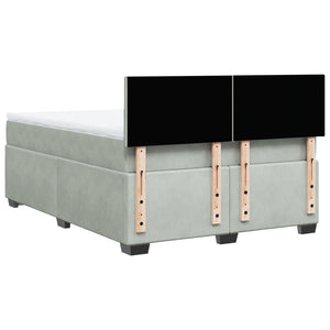 Κρεβάτι Boxspring με Στρώμα Ανοιχτό Γκρι 140x200 εκ. Βελούδινο