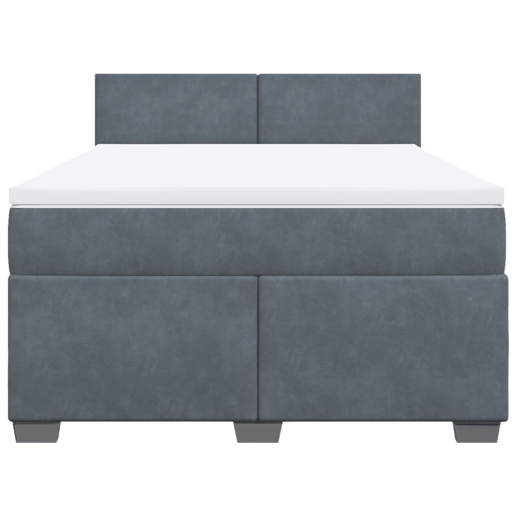 Κρεβάτι Boxspring με Στρώμα Σκούρο Γκρι 140x200 εκ. Βελούδινο