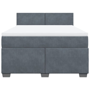 Κρεβάτι Boxspring με Στρώμα Σκούρο Γκρι 140x200 εκ. Βελούδινο