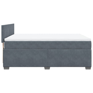 Κρεβάτι Boxspring με Στρώμα Σκούρο Γκρι 140x200 εκ. Βελούδινο