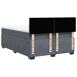 Κρεβάτι Boxspring με Στρώμα Σκούρο Γκρι 140x200 εκ. Βελούδινο