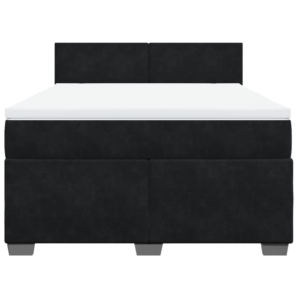 Κρεβάτι Boxspring με Στρώμα Μαύρο 140x200 εκ. Βελούδινο