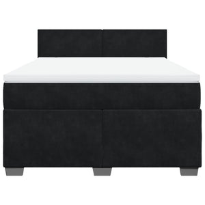 Κρεβάτι Boxspring με Στρώμα Μαύρο 140x200 εκ. Βελούδινο