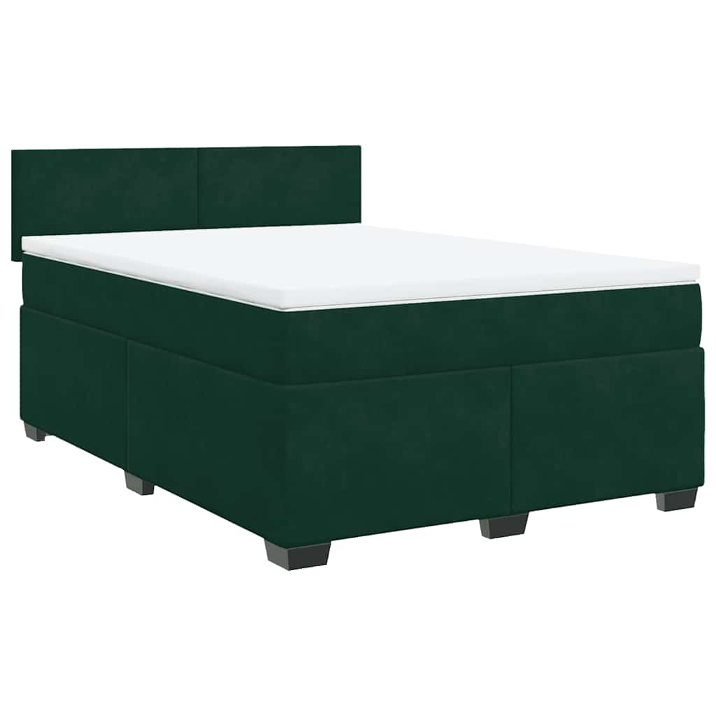 Κρεβάτι Boxspring με Στρώμα Σκούρο Πράσινο 140x200εκ. Βελούδινο - Pakobazaar