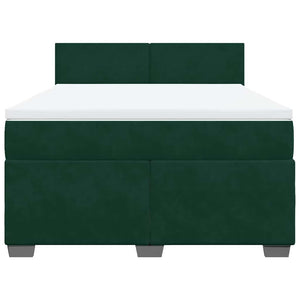 Κρεβάτι Boxspring με Στρώμα Σκούρο Πράσινο 140x200εκ. Βελούδινο - Pakobazaar