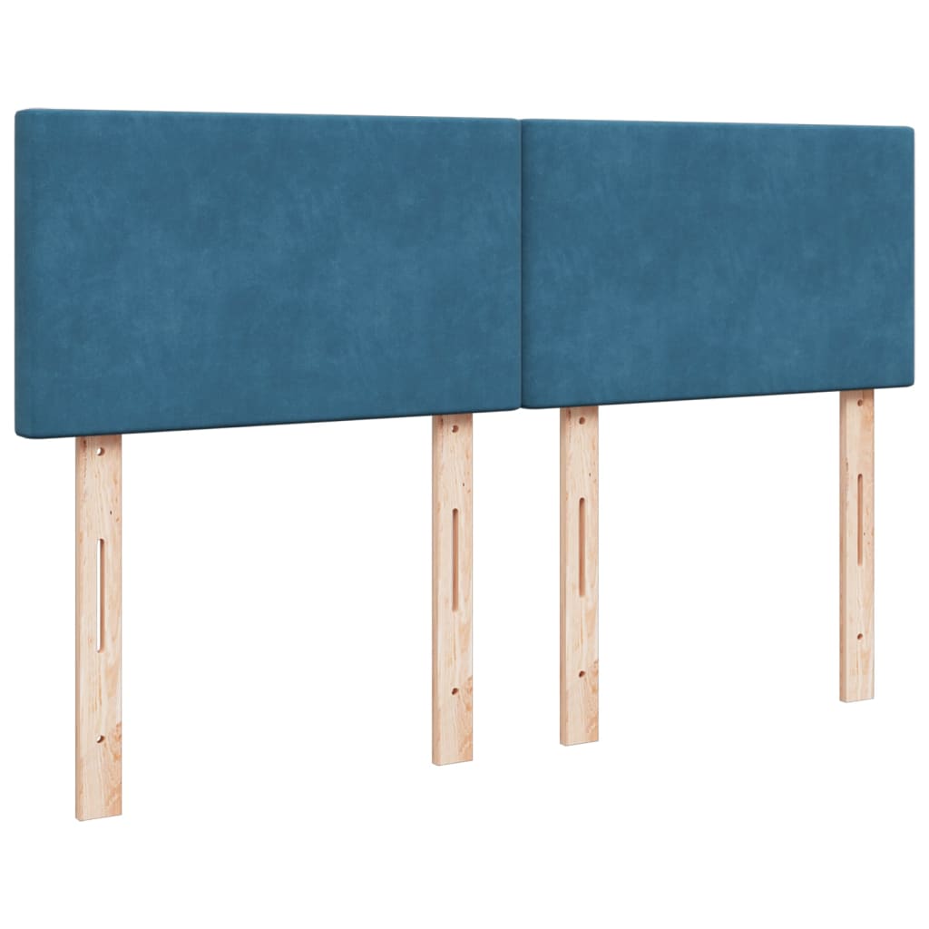 Κρεβάτι Boxspring με Στρώμα Σκούρο Μπλε 140x200 εκ. Βελούδινο - Pakobazaar