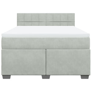 Κρεβάτι Boxspring με Στρώμα Ανοιχτό Γκρι 140x200 εκ. Βελούδινο - Pakobazaar