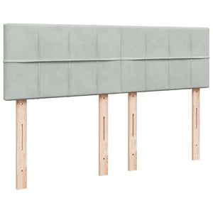 Κρεβάτι Boxspring με Στρώμα Ανοιχτό Γκρι 140x200 εκ. Βελούδινο - Pakobazaar