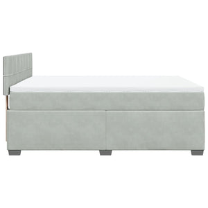 Κρεβάτι Boxspring με Στρώμα Ανοιχτό Γκρι 140x200 εκ. Βελούδινο - Pakobazaar