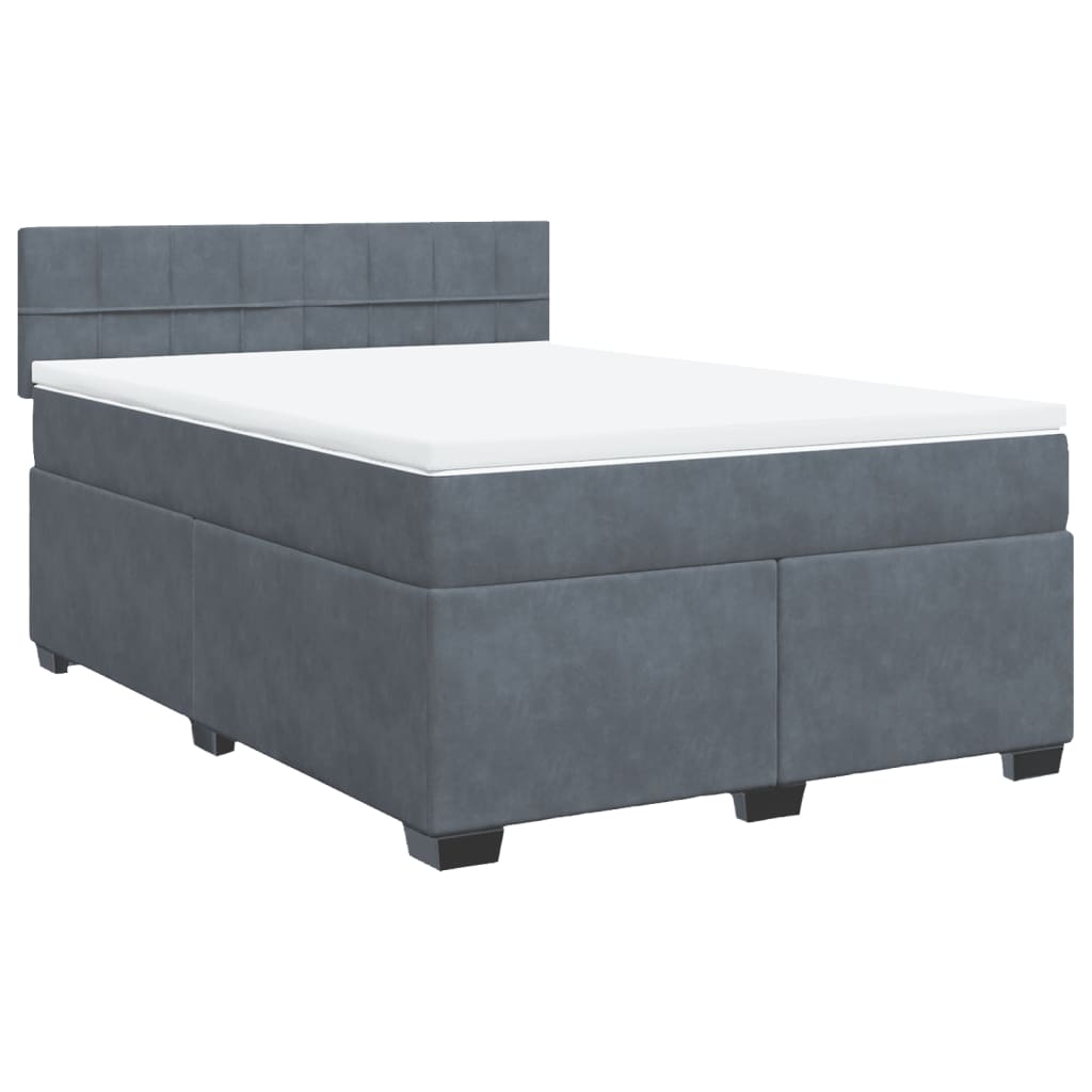Κρεβάτι Boxspring με Στρώμα Σκούρο Γκρι 140x200 εκ. Βελούδινο