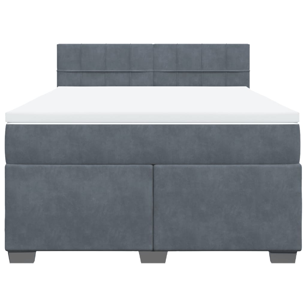Κρεβάτι Boxspring με Στρώμα Σκούρο Γκρι 140x200 εκ. Βελούδινο