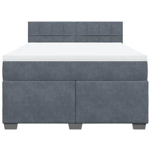 Κρεβάτι Boxspring με Στρώμα Σκούρο Γκρι 140x200 εκ. Βελούδινο
