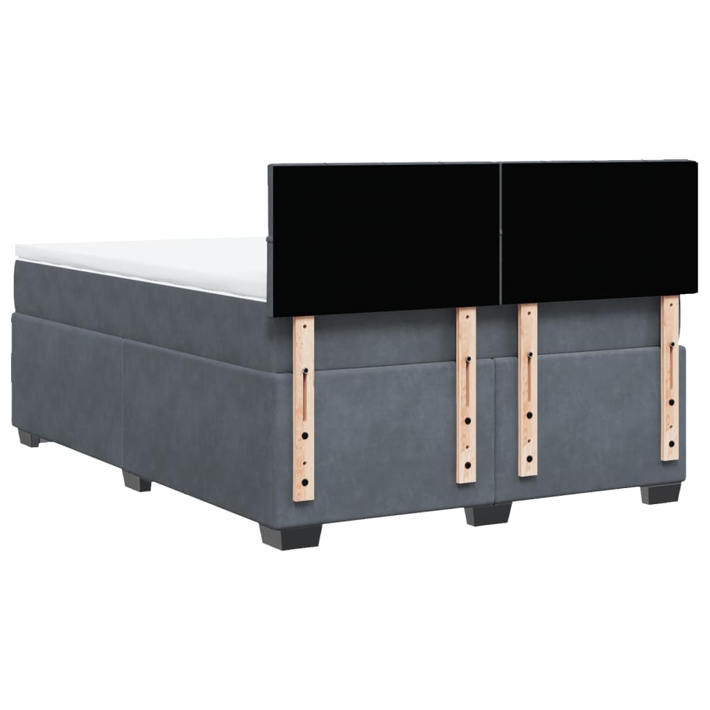 Κρεβάτι Boxspring με Στρώμα Σκούρο Γκρι 140x200 εκ. Βελούδινο