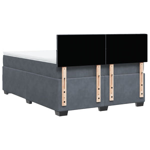 Κρεβάτι Boxspring με Στρώμα Σκούρο Γκρι 140x200 εκ. Βελούδινο