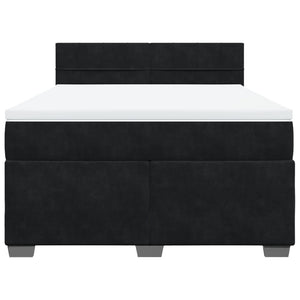 Κρεβάτι Boxspring με Στρώμα Μαύρο 140x200 εκ. Βελούδινο - Pakobazaar