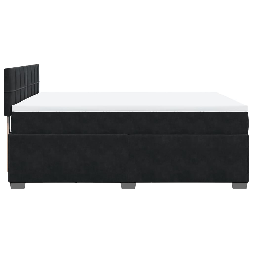 Κρεβάτι Boxspring με Στρώμα Μαύρο 140x200 εκ. Βελούδινο - Pakobazaar