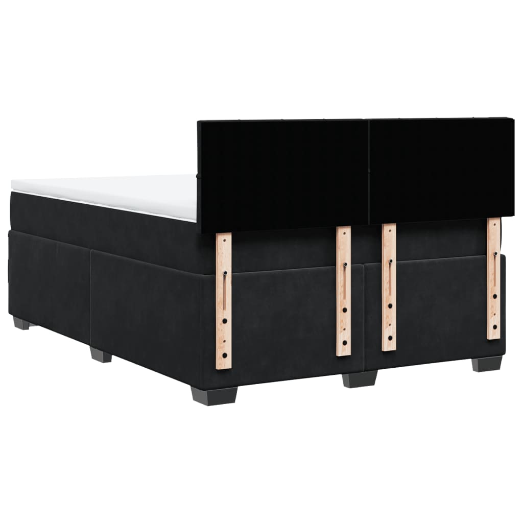 Κρεβάτι Boxspring με Στρώμα Μαύρο 140x200 εκ. Βελούδινο - Pakobazaar