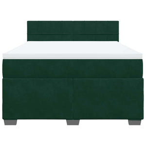 Κρεβάτι Boxspring με Στρώμα Σκούρο Πράσινο 140x200εκ. Βελούδινο - Pakobazaar