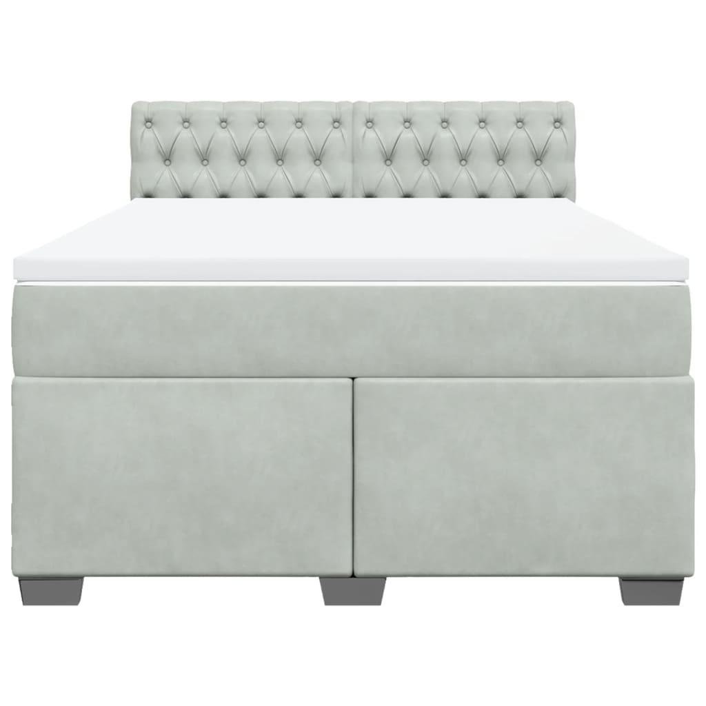 Κρεβάτι Boxspring με Στρώμα Ανοιχτό Γκρι 140x200 εκ. Βελούδινο