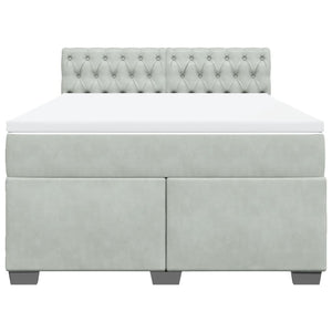 Κρεβάτι Boxspring με Στρώμα Ανοιχτό Γκρι 140x200 εκ. Βελούδινο
