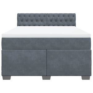 Κρεβάτι Boxspring με Στρώμα Σκούρο Γκρι 140x200 εκ. Βελούδινο