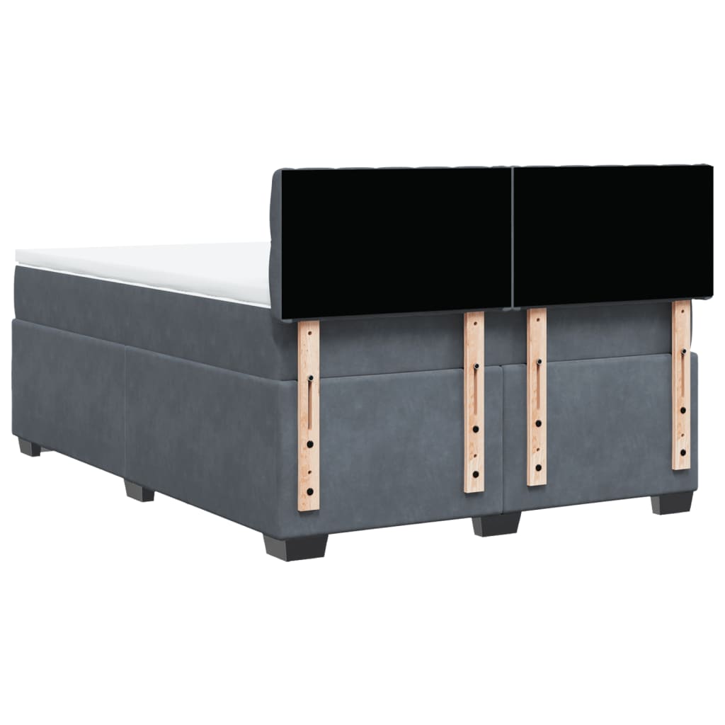 Κρεβάτι Boxspring με Στρώμα Σκούρο Γκρι 140x200 εκ. Βελούδινο