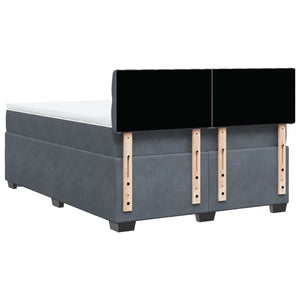 Κρεβάτι Boxspring με Στρώμα Σκούρο Γκρι 140x200 εκ. Βελούδινο