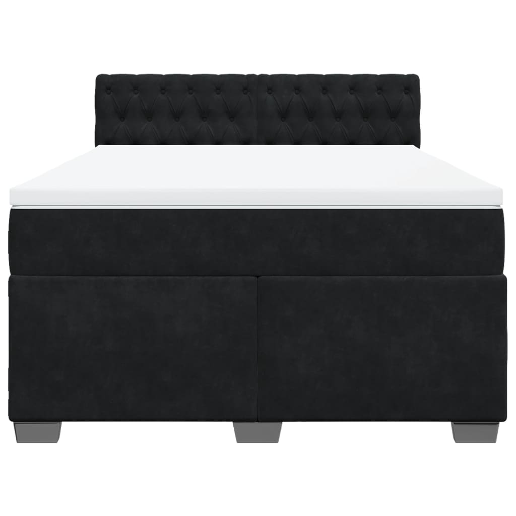 Κρεβάτι Boxspring με Στρώμα Μαύρο 140x200 εκ. Βελούδινο