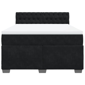 Κρεβάτι Boxspring με Στρώμα Μαύρο 140x200 εκ. Βελούδινο