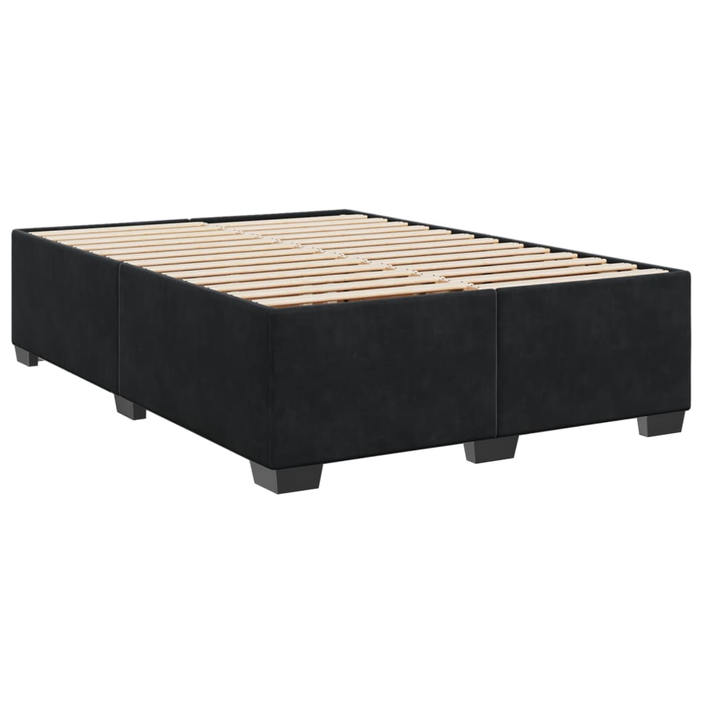 Κρεβάτι Boxspring με Στρώμα Μαύρο 140x200 εκ. Βελούδινο