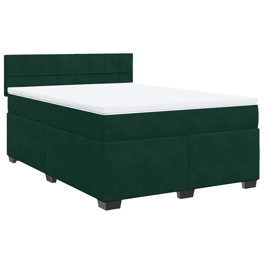 Κρεβάτι Boxspring με Στρώμα Σκούρο Πράσινο 140x200εκ. Βελούδινο - Pakobazaar