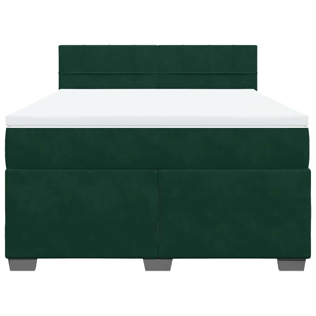 Κρεβάτι Boxspring με Στρώμα Σκούρο Πράσινο 140x200εκ. Βελούδινο - Pakobazaar