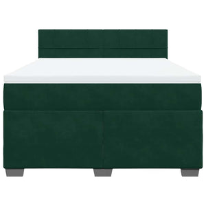 Κρεβάτι Boxspring με Στρώμα Σκούρο Πράσινο 140x200εκ. Βελούδινο - Pakobazaar