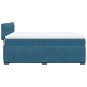 Κρεβάτι Boxspring με Στρώμα Σκούρο Μπλε 140x200 εκ. Βελούδινο
