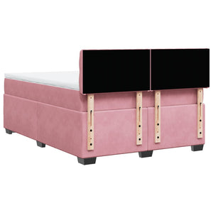Κρεβάτι Boxspring με Στρώμα Σκούρο Ροζ 140x200 εκ. Βελούδινο - Pakobazaar