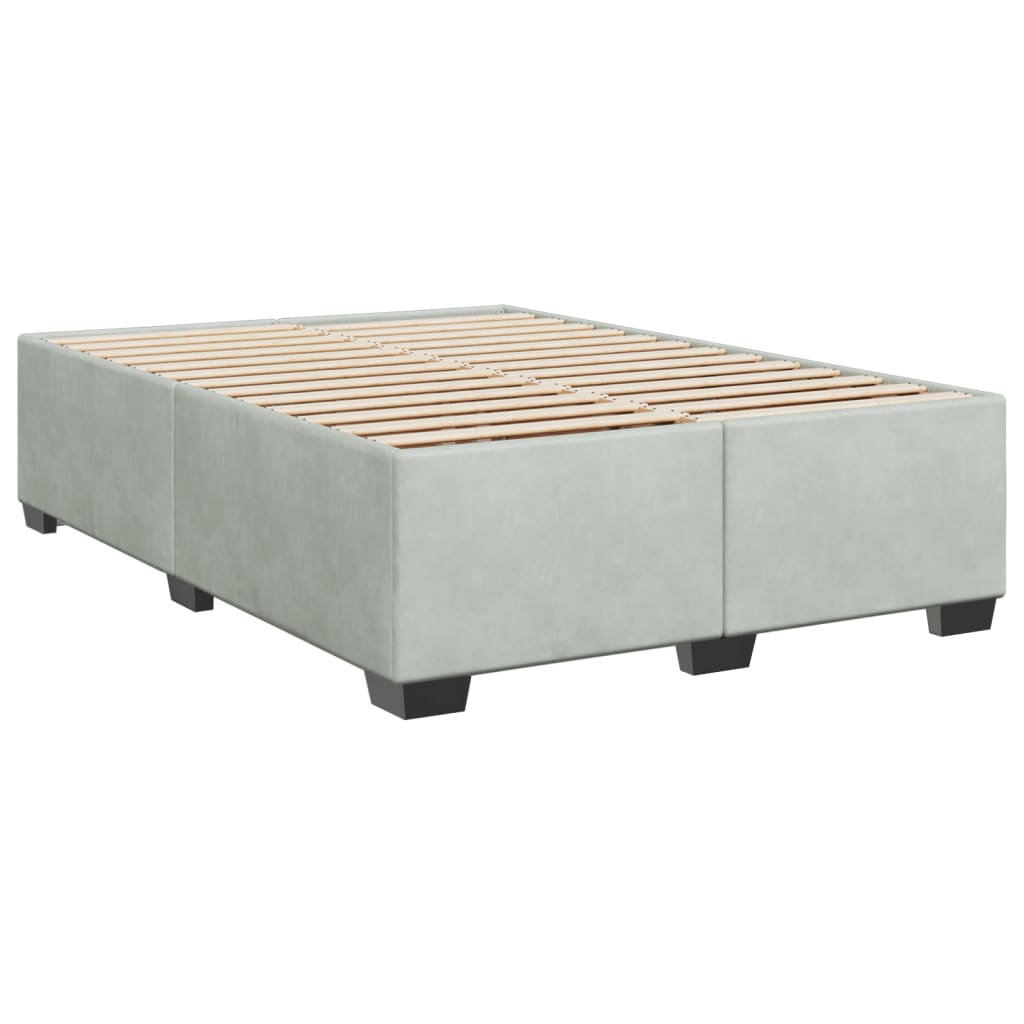 Κρεβάτι Boxspring με Στρώμα Ανοιχτό Γκρι 140x200 εκ. Βελούδινο - Pakobazaar
