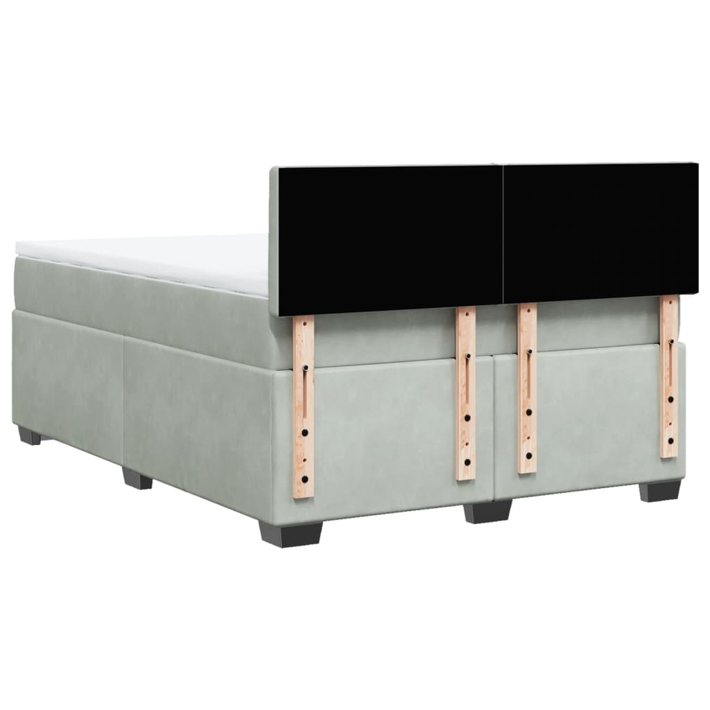 Κρεβάτι Boxspring με Στρώμα Ανοιχτό Γκρι 140x200 εκ. Βελούδινο - Pakobazaar