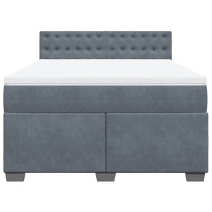 Κρεβάτι Boxspring με Στρώμα Σκούρο Γκρι 140x200 εκ. Βελούδινο - Pakobazaar